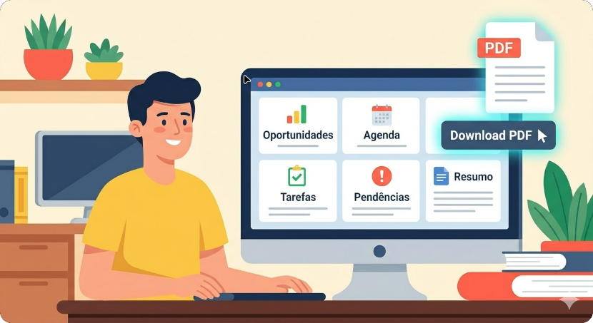 Pessoa feliz, geração de PDF, solução