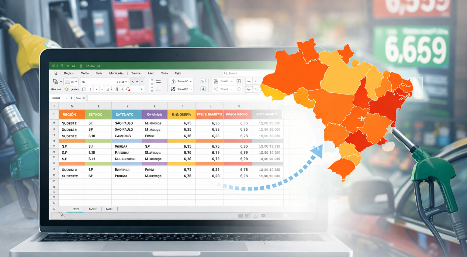 ⛽ Do Excel ao mapa: explorando o preço da gasolina no Brasil com dados públicos